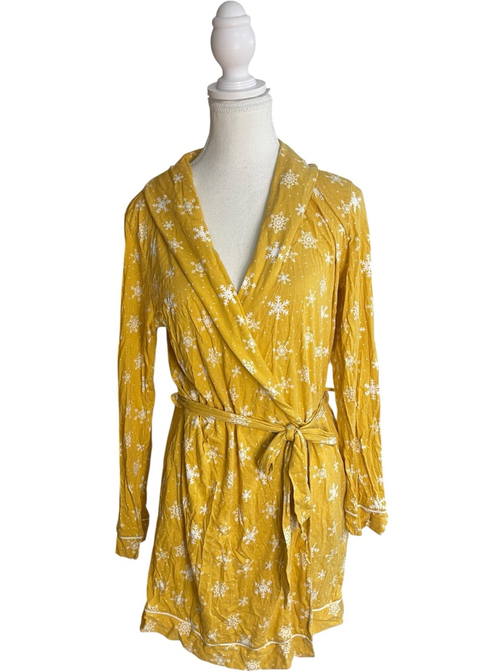 Cosabella Ski Trip Snowflake Print Robe Mustard Yellow